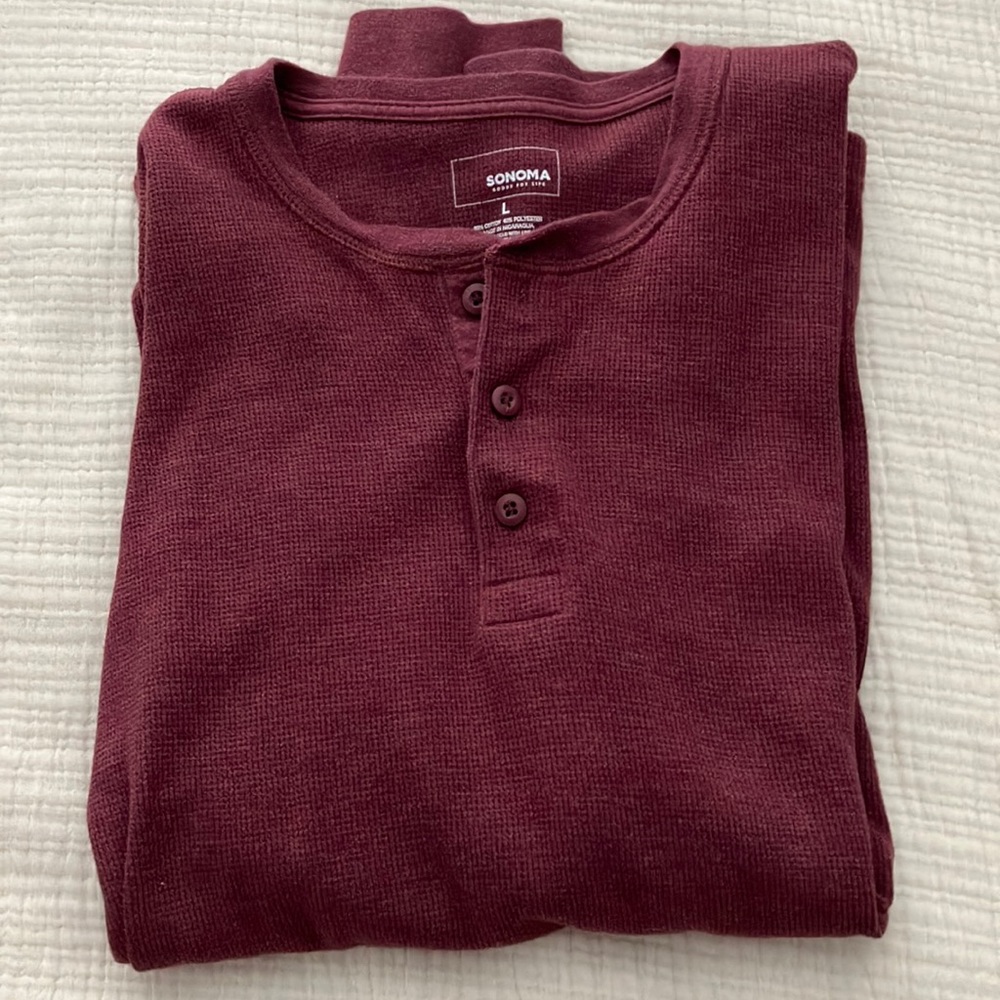 Men’s red Henley sweater